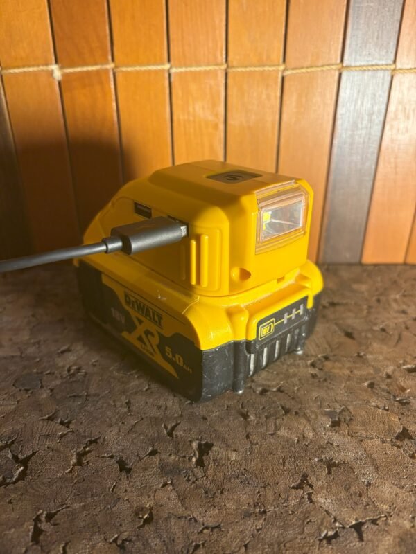 USB and Light Adapter for Dewalt 18V Batteries